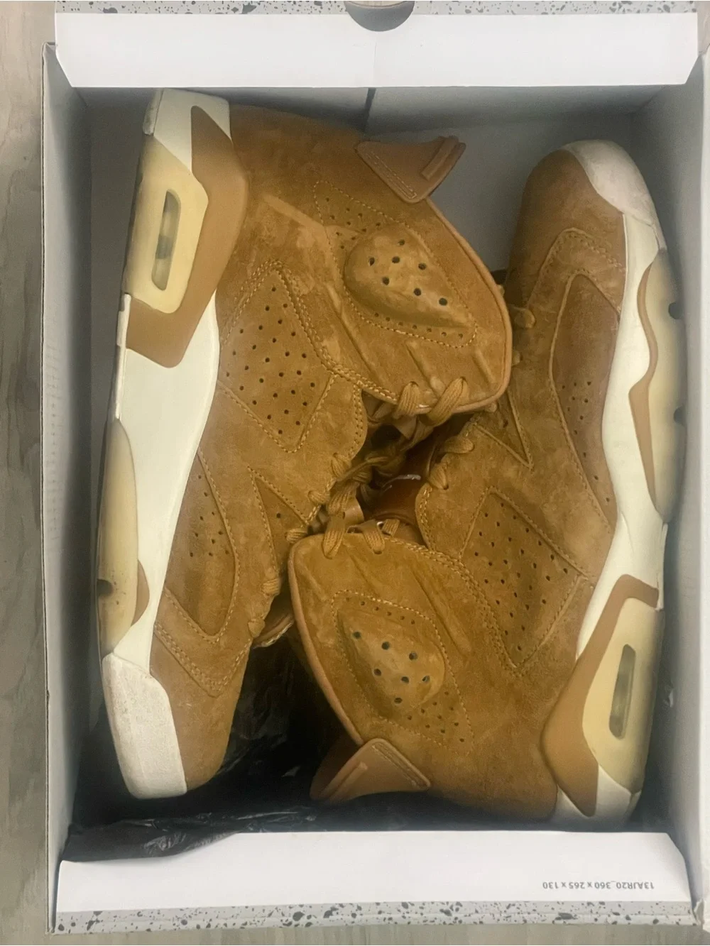 Air Jordan 6 Retro Size 12 Wheat Suede High Top Sneakers With Box